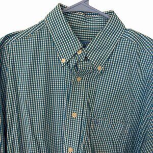 COAST Pawley's Island Men's Shirt Size Large Blue Check Button Down Cotton Blend